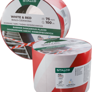 Bandă de avertizare roșie și albă 75mm x 100m (24 buc.) STALCO S-38580