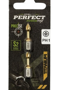 Vârf bit 1/4" - blister PH1x25mm titan (2 buc) STALCO PERFECT S-66391